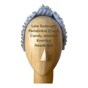 NWOT Lele Sadoughi Periwinkle Check Candy Jeweled Knotted Headband